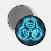 Blauw-wit Glow Biohazard Symbool Magnet (Voorkant / Achterkant)