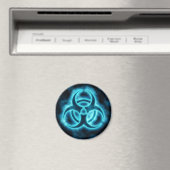 Blauw-wit Glow Biohazard Symbool Magnet (Insitu (Vaatwasser))