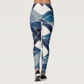 Blauw wit golfpatroon 01 leggings (Achterkant)
