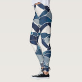 Blauw wit golfpatroon 01 leggings (Links)