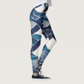 Blauw wit golfpatroon 01 leggings (Rechts)