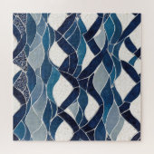 Blauw wit golfpatroon 01 legpuzzel (Horizontaal)