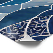 Blauw wit golfpatroon 01 perfect poster (Hoek)