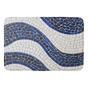 Blauw wit golfpatroon 04 badmat