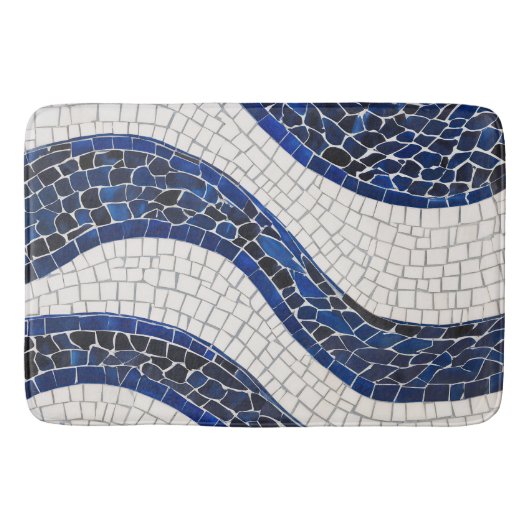 Blauw wit golfpatroon 04 badmat (Voorkant)