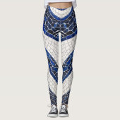 Blauw wit golfpatroon 04 leggings (Voorkant)