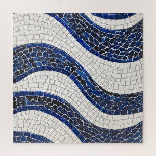 Blauw wit golfpatroon 04 legpuzzel