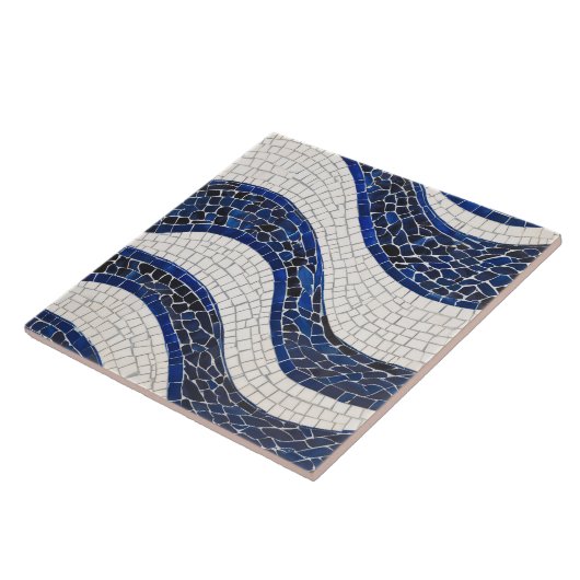 Blauw wit golfpatroon 04 tegeltje (Zijkant)