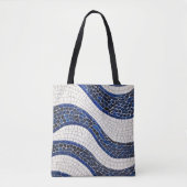 Blauw wit golfpatroon 04 tote bag (Voorkant)