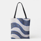 Blauw wit golfpatroon 04 tote bag (Achterkant)