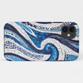 Blauw wit golfpatroon 05 Case-Mate iPhone case (Achterkant (horizontaal))