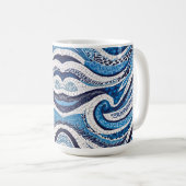 Blauw wit golfpatroon 05 koffiemok (Voorkant rechts)