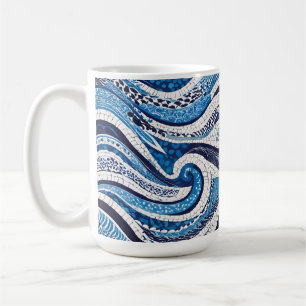 Blauw wit golfpatroon 05 koffiemok