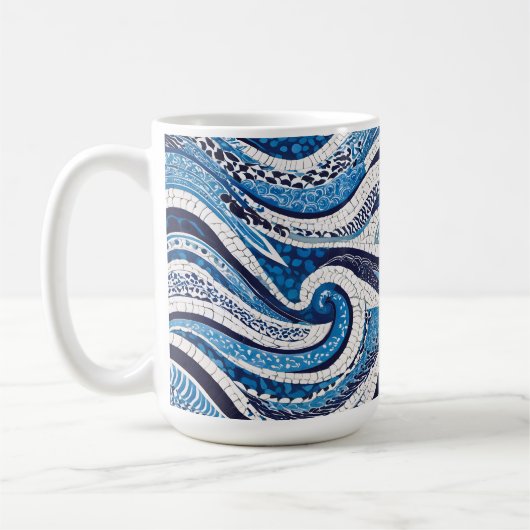 Blauw wit golfpatroon 05 koffiemok (Links)
