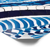 Blauw wit golfpatroon 05 perfect poster (Hoek)