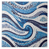 Blauw wit golfpatroon 05 tegeltje (Voorkant)