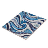 Blauw wit golfpatroon 05 tegeltje (Zijkant)