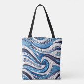 Blauw wit golfpatroon 05 tote bag (Achterkant)