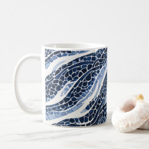 Blauw wit golfpatroon 15 koffiemok