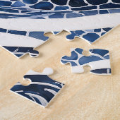 Blauw wit golfpatroon 15 legpuzzel (Zijkant)