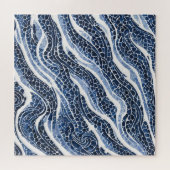 Blauw wit golfpatroon 15 legpuzzel (Horizontaal)