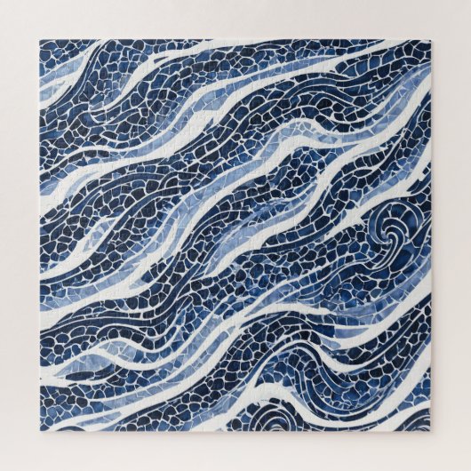 Blauw wit golfpatroon 15 legpuzzel (Verticaal)