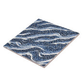 Blauw wit golfpatroon 15 tegeltje (Zijkant)