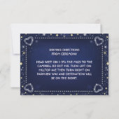 Blauw Wit Goud 3,5 x 5 Harten & Sterren Receptie Kaart (Achterkant)