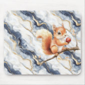 Blauw Wit Goud Abstract Eekhoorn Appel Muismat (Voorkant)