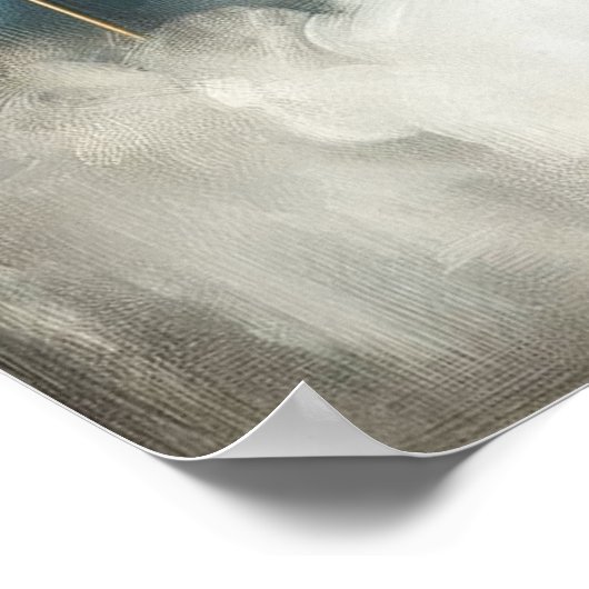 Blauw Wit Goud Abstract Geometrisch Poster (Hoek)