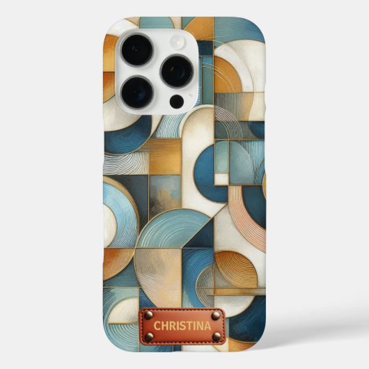Blauw Wit Goud Abstracte geometrische kunst Case-Mate iPhone Case (Achterkant)