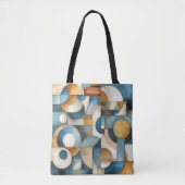 Blauw Wit Goud Abstracte geometrische kunst Tote Bag (Voorkant)