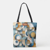 Blauw Wit Goud Abstracte geometrische kunst Tote Bag (Achterkant)
