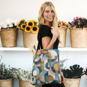 Blauw Wit Goud Abstracte geometrische kunst Tote Bag