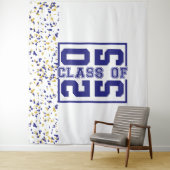 Blauw Wit Goud Afstuderen Klasse van Typografie Wandkleed (In situ)