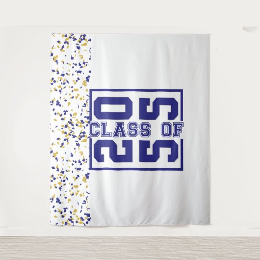 Blauw Wit Goud Afstuderen Klasse van Typografie Wandkleed (Voorkant)