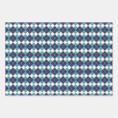 blauw wit goud argyle plaid patroon inpakpapier vel (Voorkant)