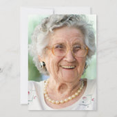 Blauw Wit Goud Bloemen Foto 90e Verjaardag Kaart (Achterkant)