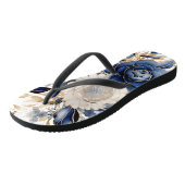 Blauw, Wit & Goud Bloemenslippers Teenslippers (Schuin)
