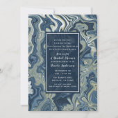 Blauw Wit Goud Chic Swirl Modern Vrijgezellenfeest Kaart (Voorkant)