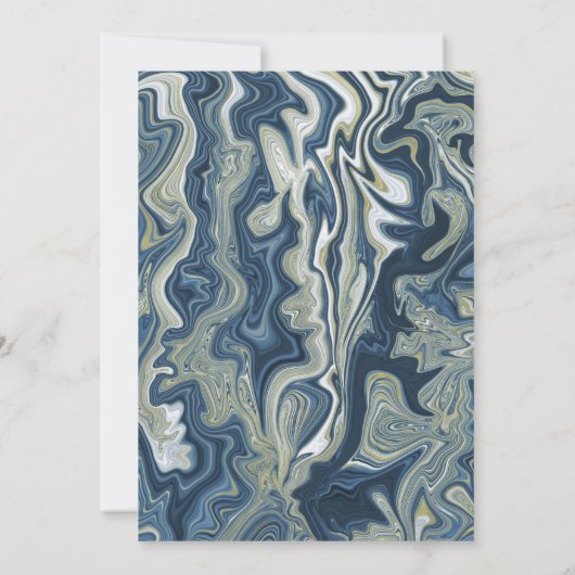 Blauw Wit Goud Chic Swirl Modern Vrijgezellenfeest Kaart (Achterkant)