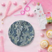 Blauw Wit Goud Chic Wervelend Modern Trouwen Papieren Bordje (Feest)