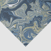 Blauw Wit Goud Chic Wervelend Modern Trouwen Tissuepapier (Detail)