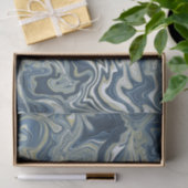Blauw Wit Goud Chic Wervelend Modern Trouwen Tissuepapier (Geschenk)