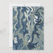 Blauw Wit Goud Chique Swirl Moderne Bruiloft Kaart (Achterkant)