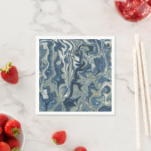 Blauw Wit Goud Chique Swirl Moderne Bruiloft Servet (Insitu)