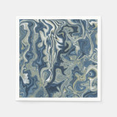 Blauw Wit Goud Chique Swirl Moderne Bruiloft Servet (Voorkant)