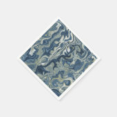 Blauw Wit Goud Chique Swirl Moderne Bruiloft Servet (Hoek)