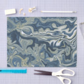 Blauw Wit Goud Chique Swirl Moderne Bruiloft Tissuepapier (Craft)