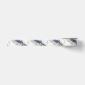 Blauw Wit Goud Golvend Abstract Grosgrain Lint (Voorkant)